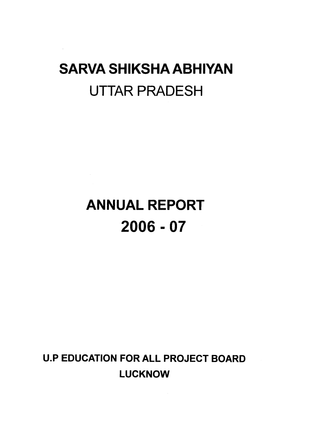 Sarva Shiksha Abhiyan Uttar Pradesh Annual Report