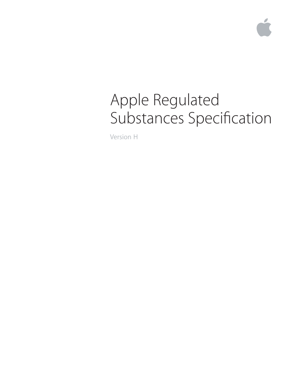 Apple Regulated Substances Specification Version H Apple Regulated Substances Specification