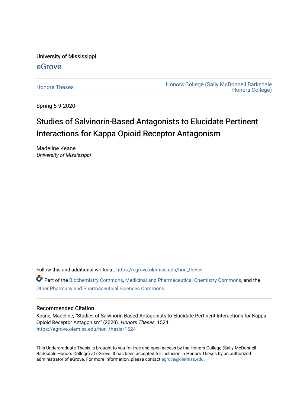 Studies of Salvinorin-Based Antagonists to Elucidate Pertinent Interactions for Kappa Opioid Receptor Antagonism