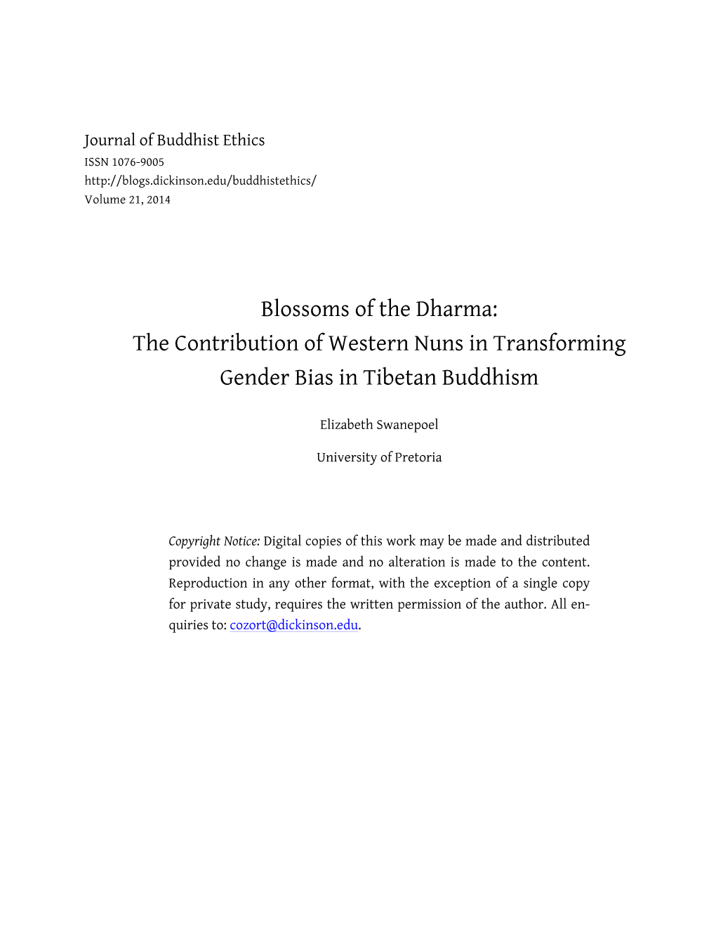 Swanepoel, Blossoms of the Dharma