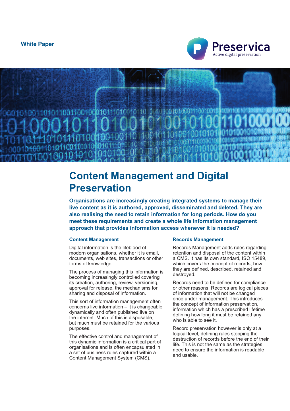 Content Management and Digital Preservation