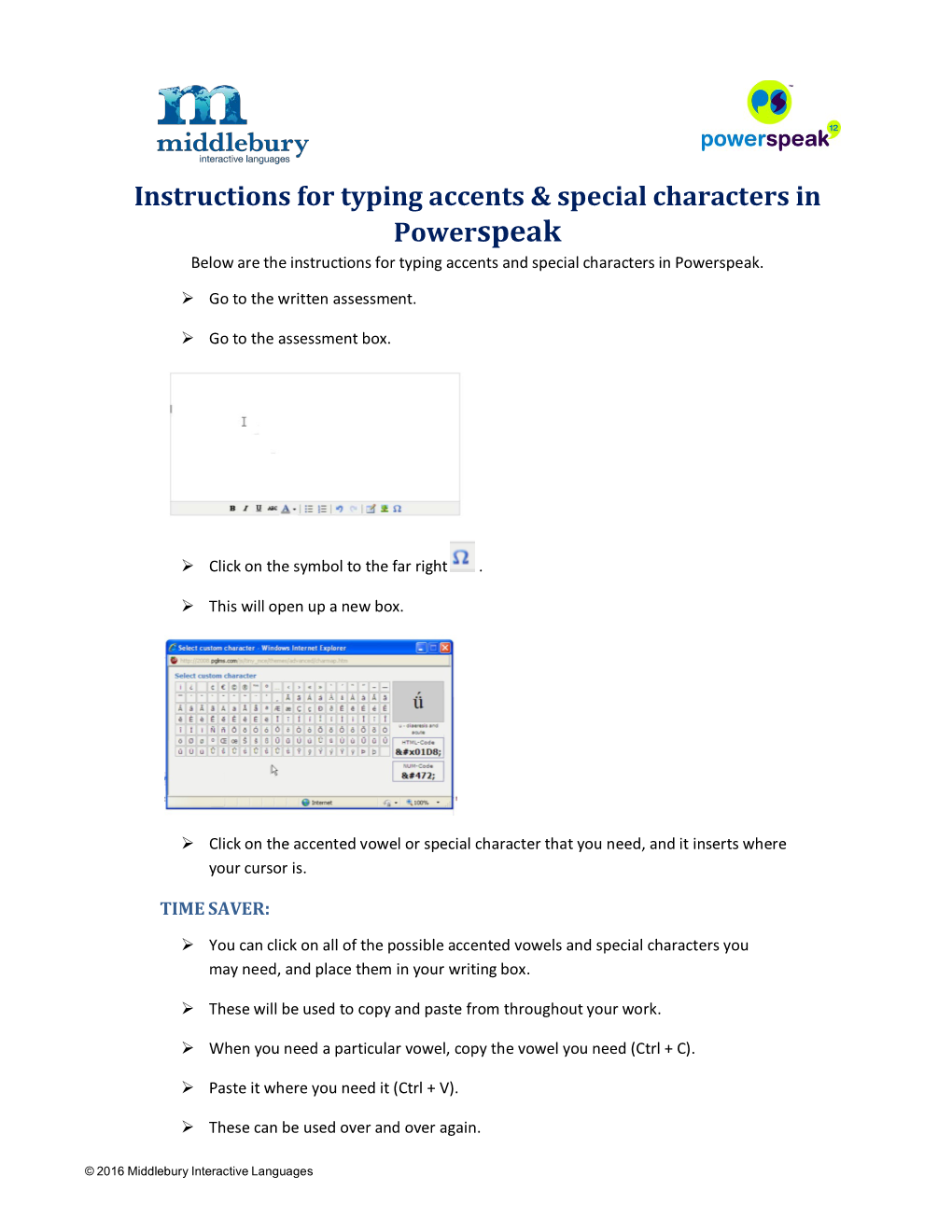 Instructions for Typing Accents & Special Characters in Powerspeak