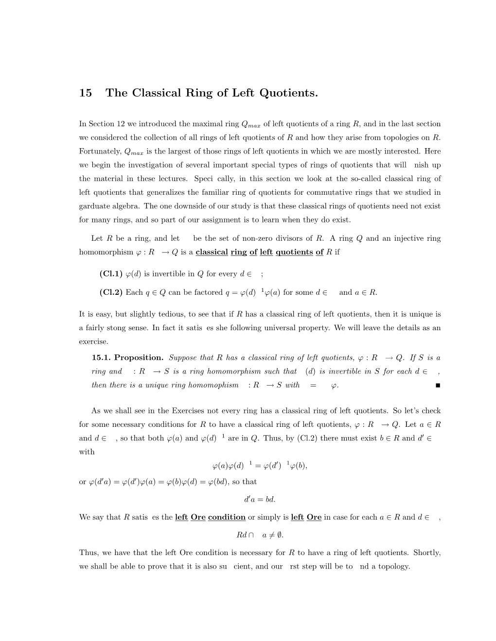 15 the Classical Ring of Left Quotients