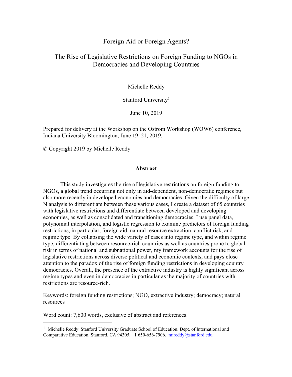 The Rise of Legislative Restrictions on Foreign Funding to Ngos in Democracies and Developing Countries