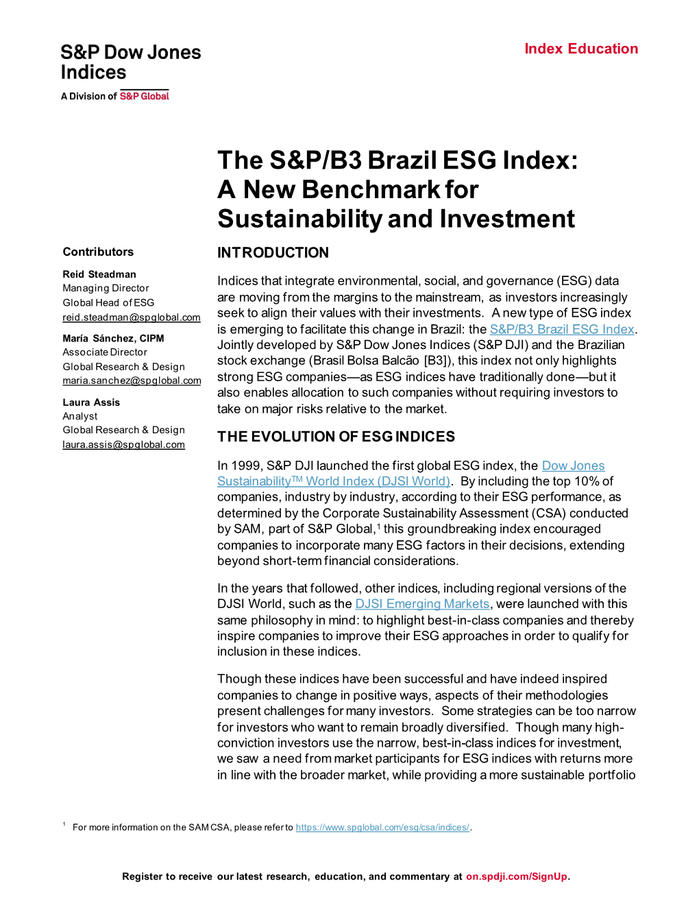 The S&P/B3 Brazil ESG Index