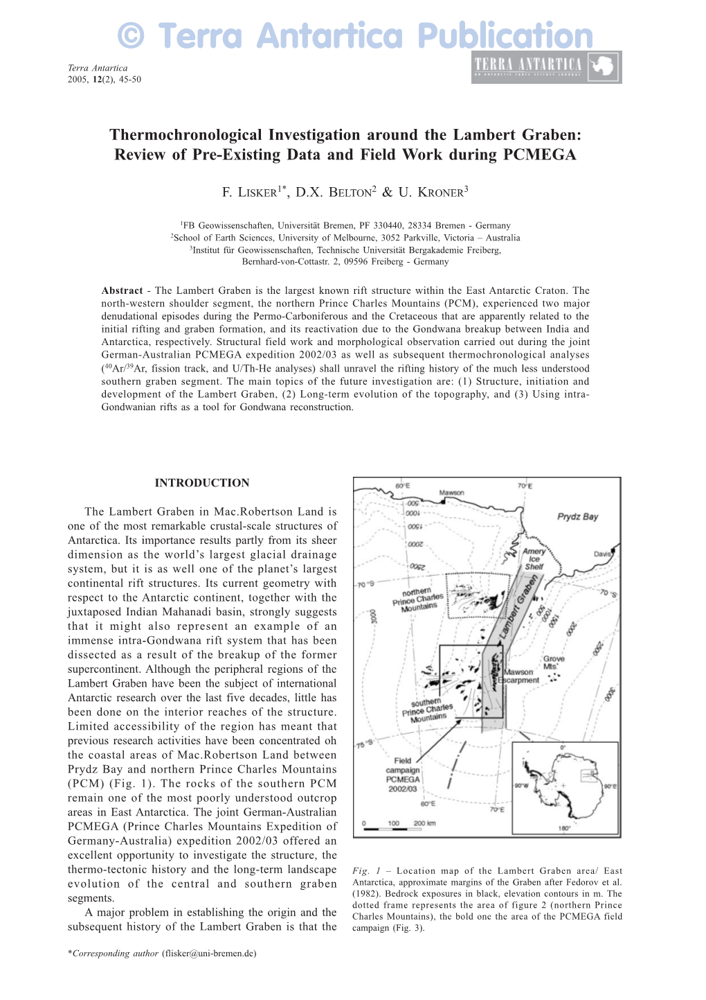 Terra Antartica Publication Terra Antartica 2005, 12(2), 45-50