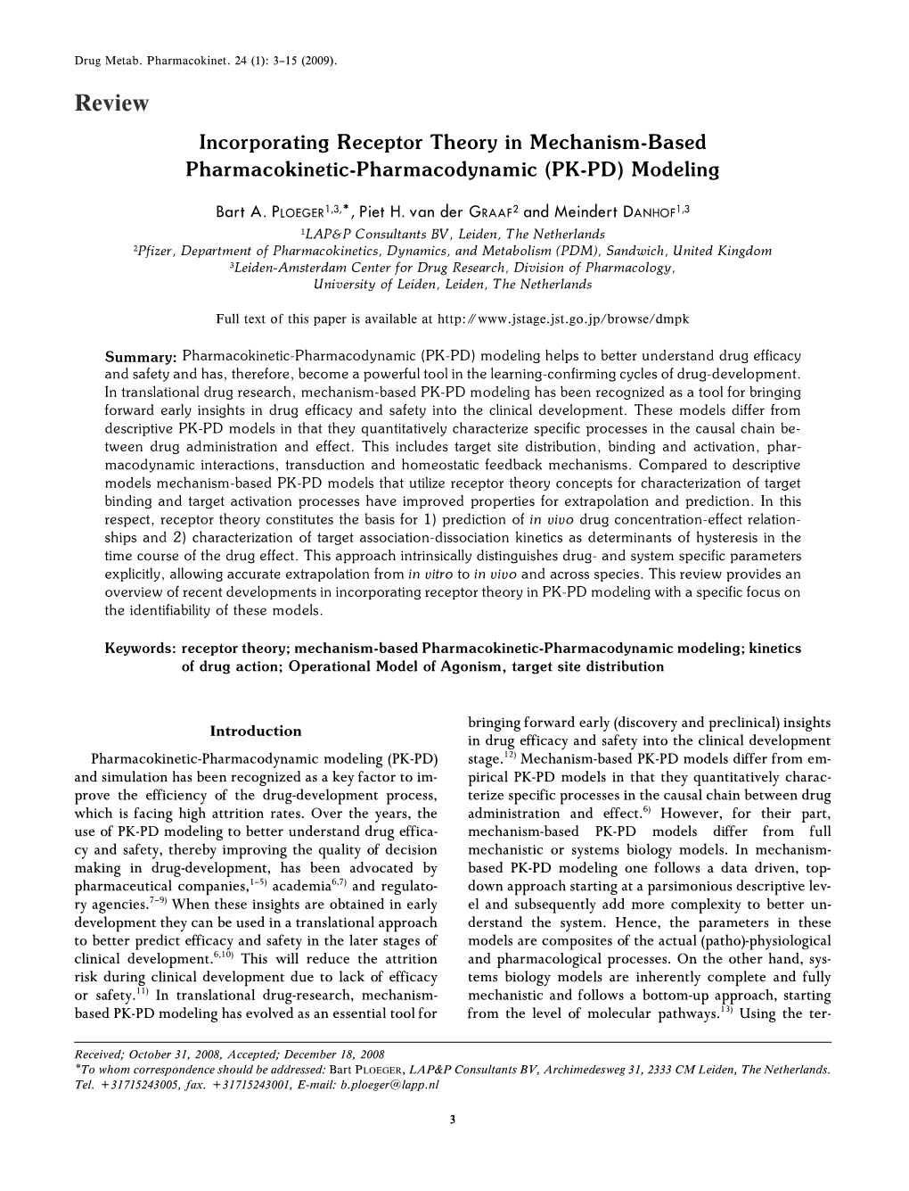 Review Incorporating Receptor Theory in Mechanism-Based Pharmacokinetic-Pharmacodynamic (PK-PD) Modeling