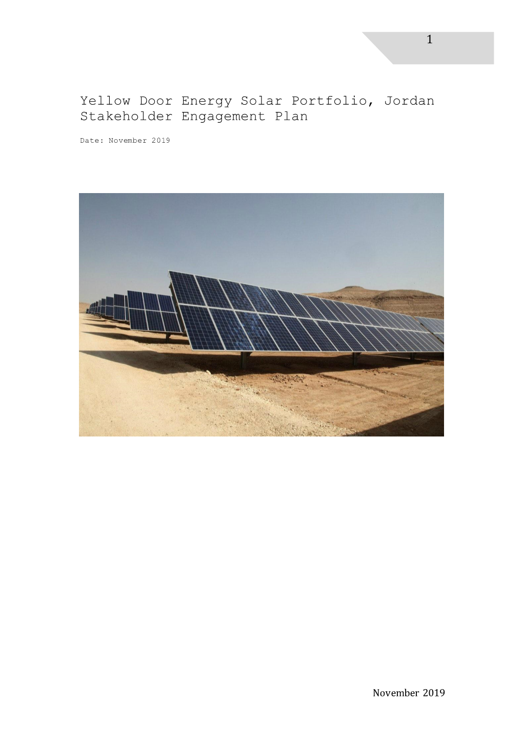 Yellow Door Energy Solar Portfolio, Jordan Stakeholder Engagement Plan