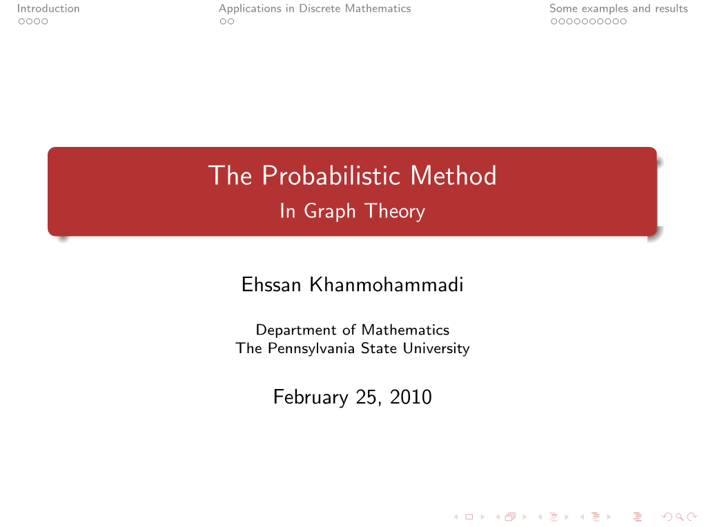 The Probabilistic Method in Graph Theory