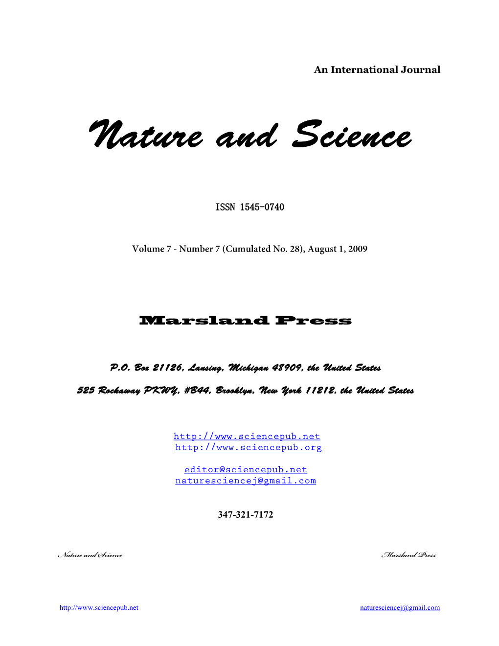 Nature and Science