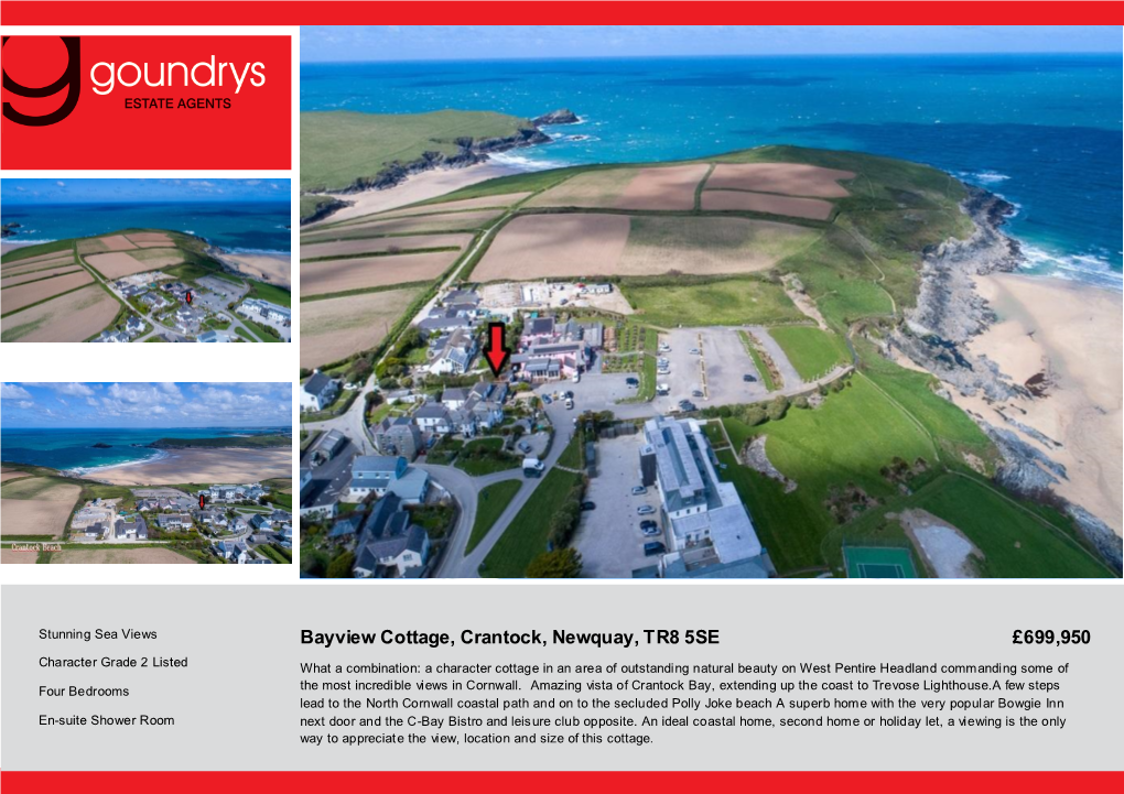 Bayview Cottage, Crantock, Newquay, TR8 5SE £699,950