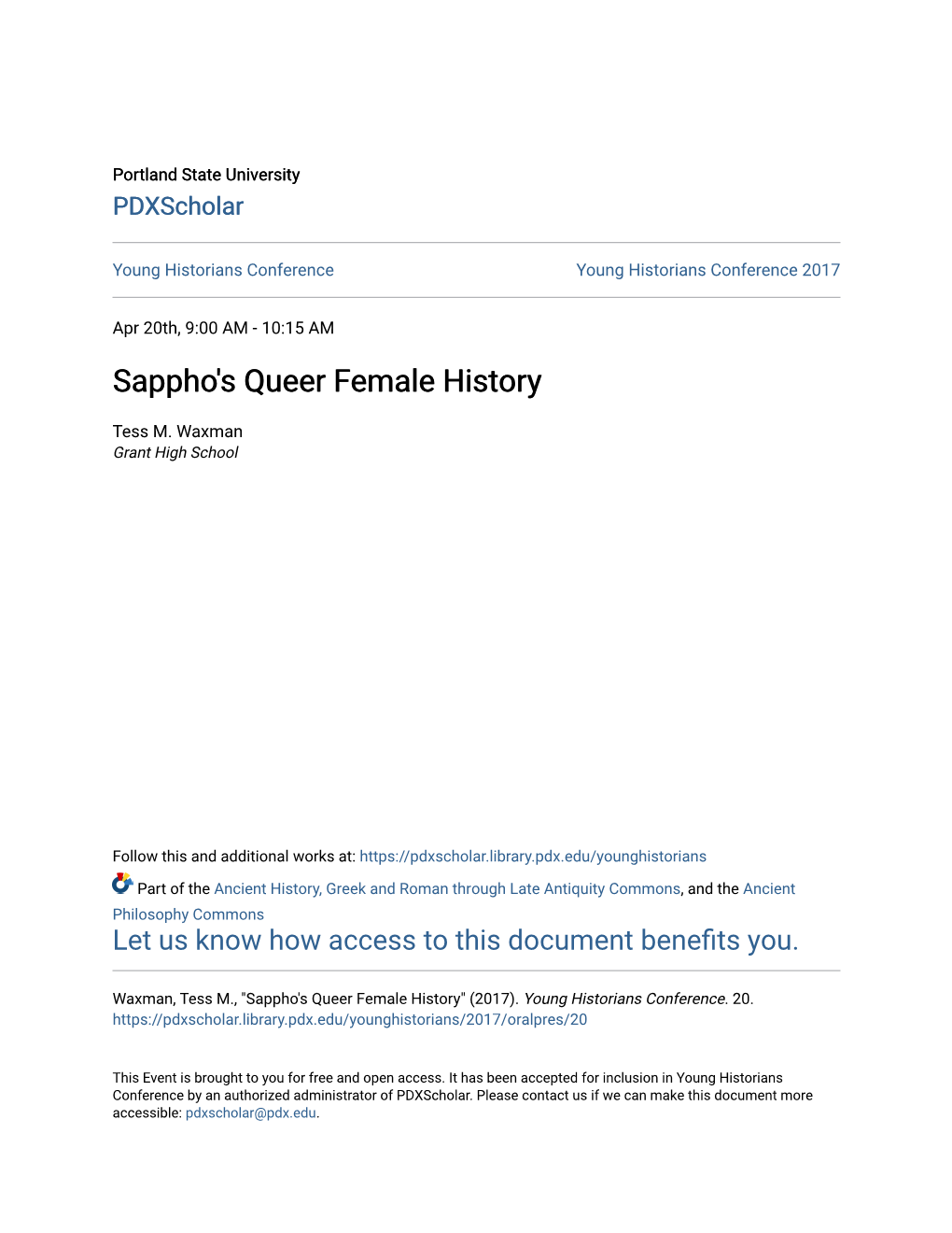 Sappho's Queer Female History