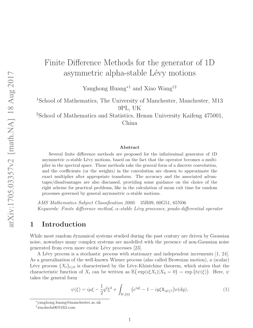 Finite Difference Methods for the Generator of 1D Asymmetric Alpha