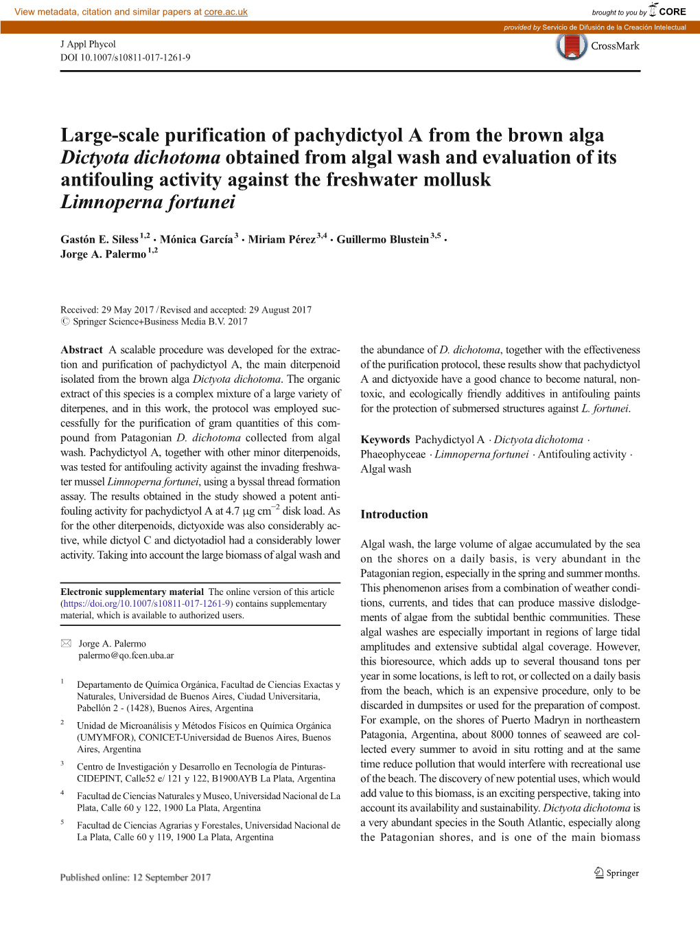 Large-Scale Purification of Pachydictyol a from the Brown Alga