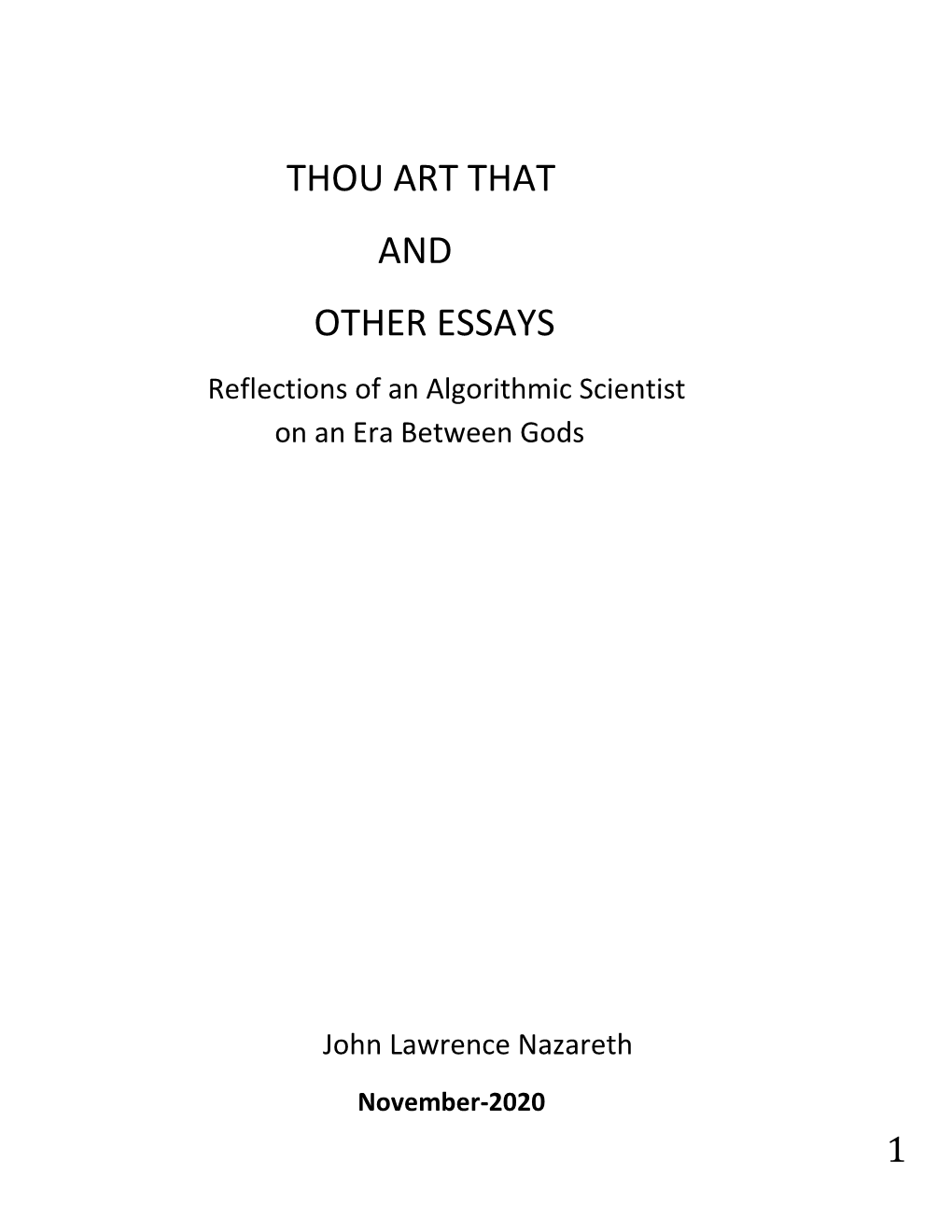 Thou Art That and Other Essays