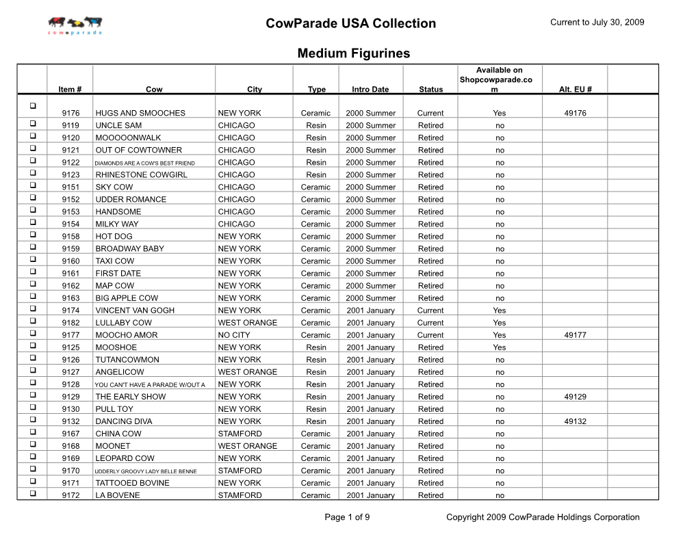 USA Collector's List, Master