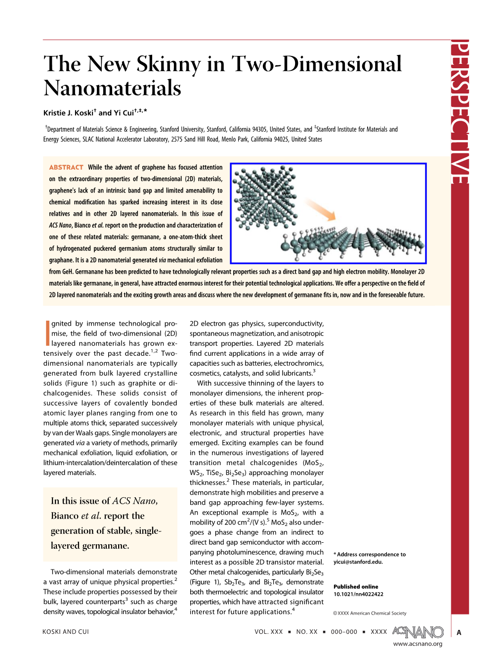 The New Skinny in Two-Dimensional Nanomaterials Kristie J
