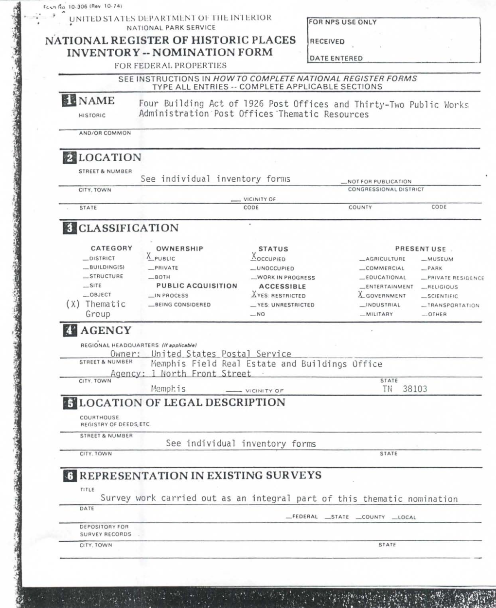 National Register of Historic Places Inventory -- Nomination Form Date Entered