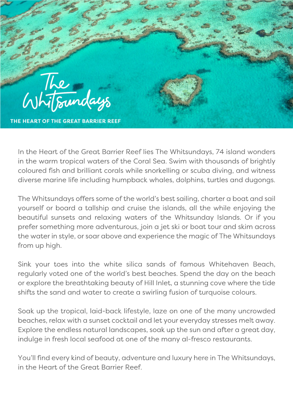 In the Heart of the Great Barrier Reef Lies the Whitsundays, 74 Island Wonders in the Warm Tropical Waters of the Coral Sea