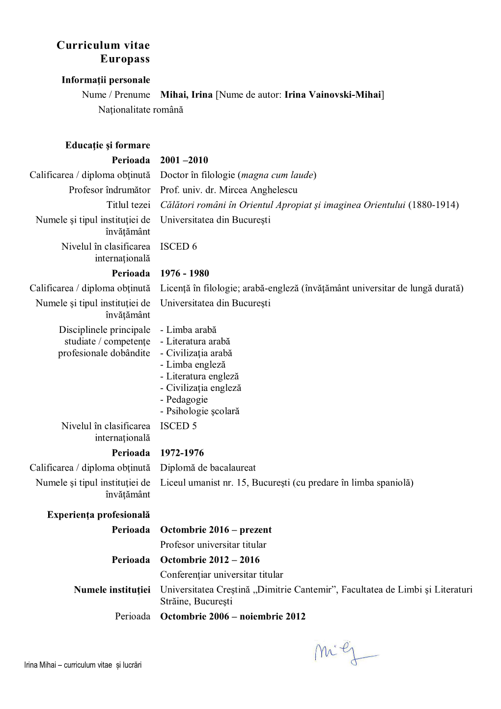 Curriculum Vitae Europass