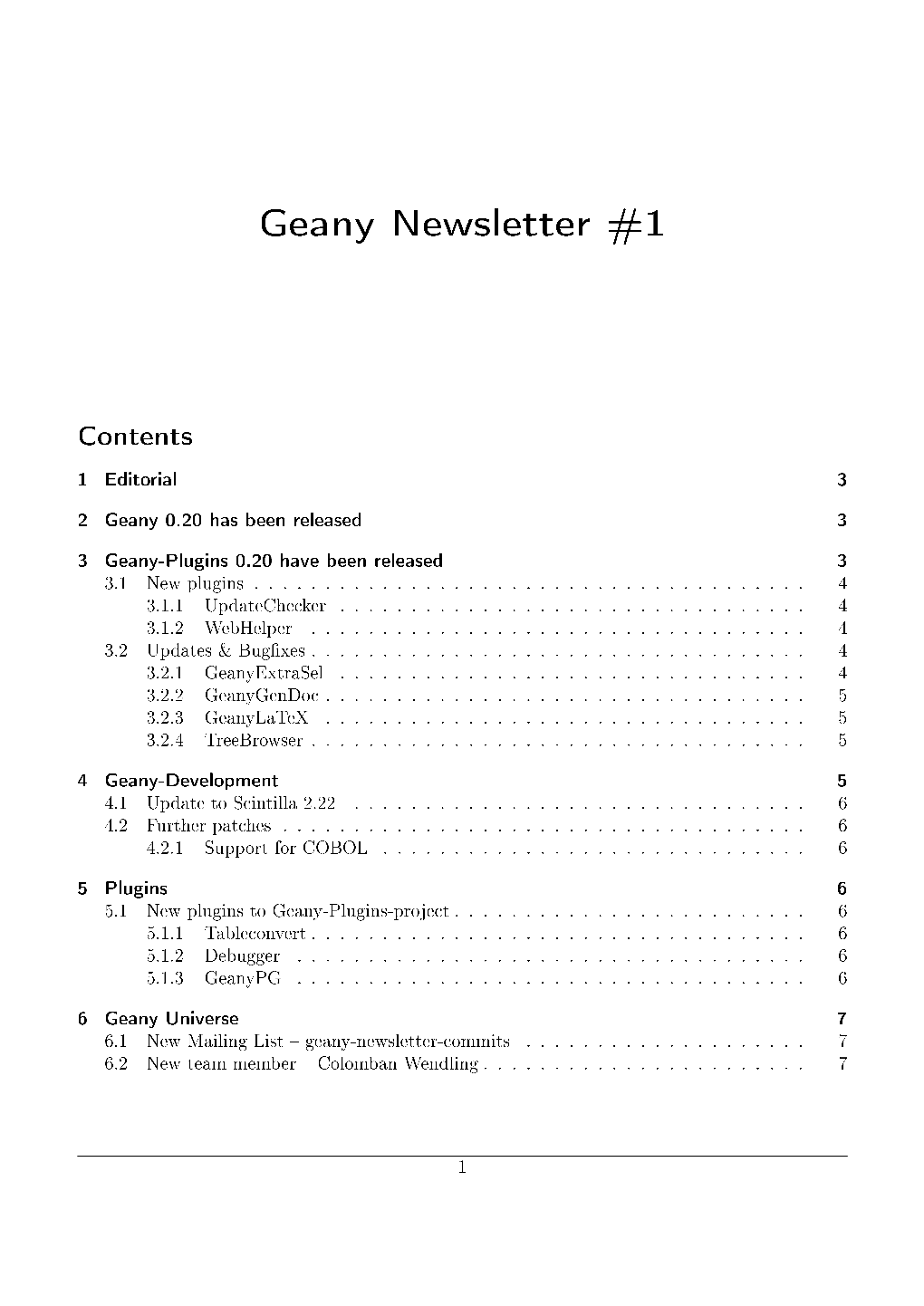 Geany Newsletter #1