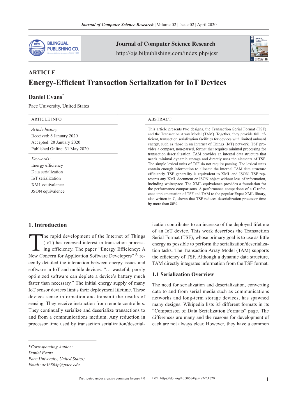 Energy-Efficient Transaction Serialization for Iot Devices