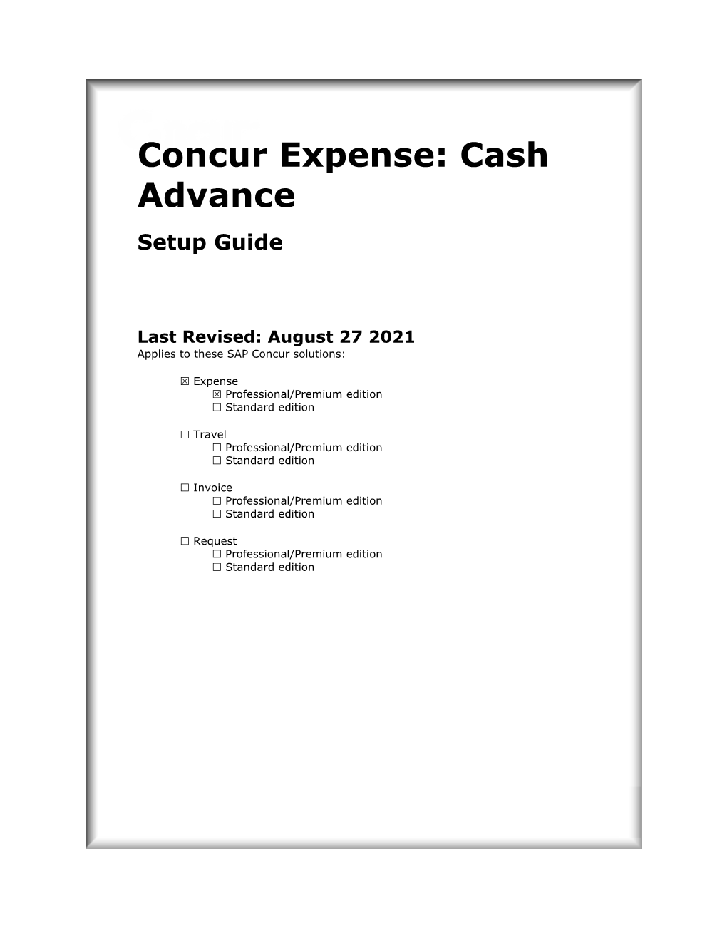 Concur Expense: Cash Advance Setup Guide