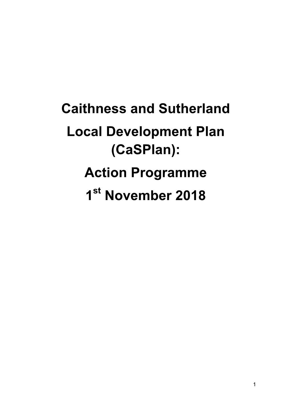 (Casplan): Action Programme 1 November 2018