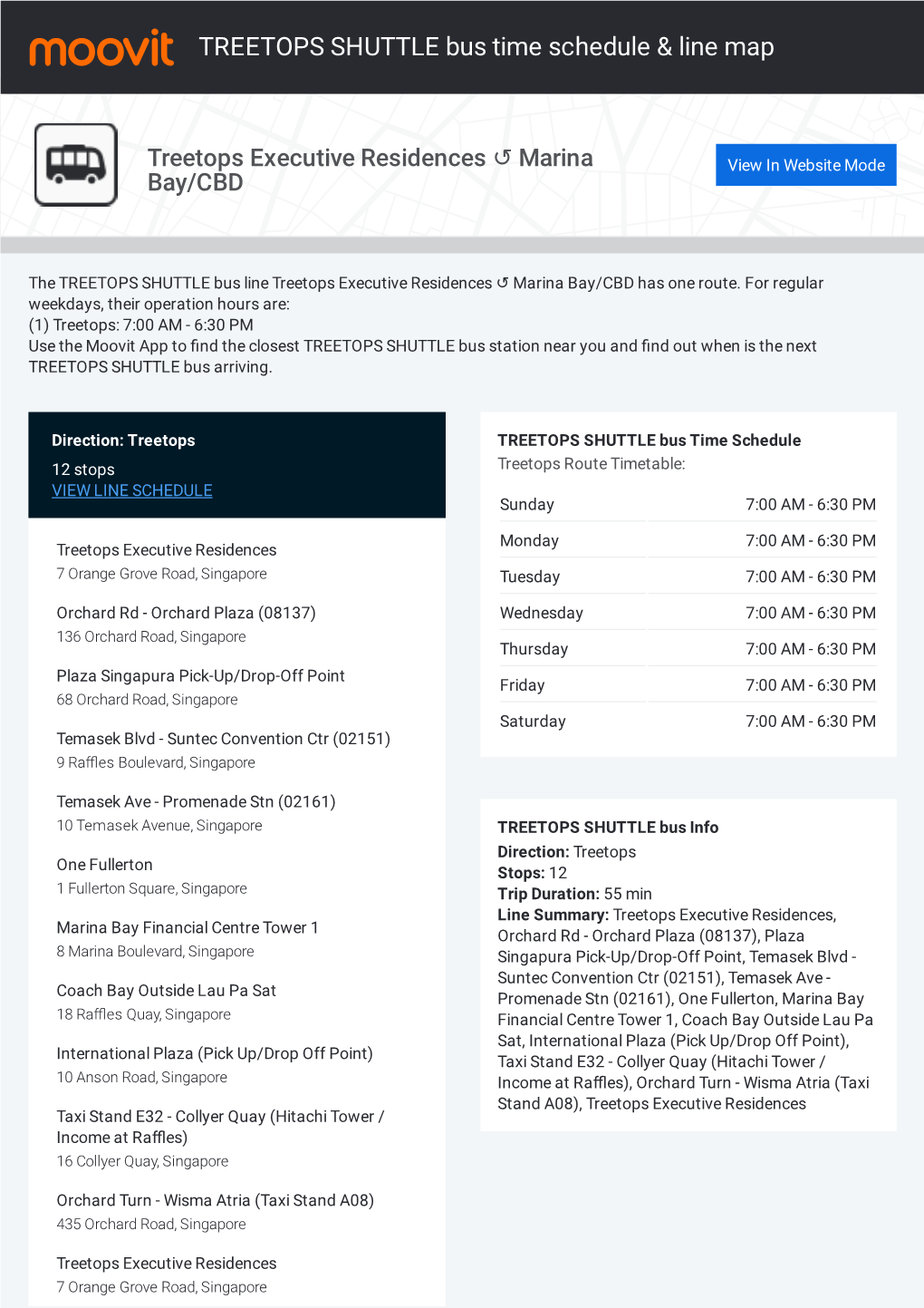 TREETOPS SHUTTLE Bus Time Schedule & Line