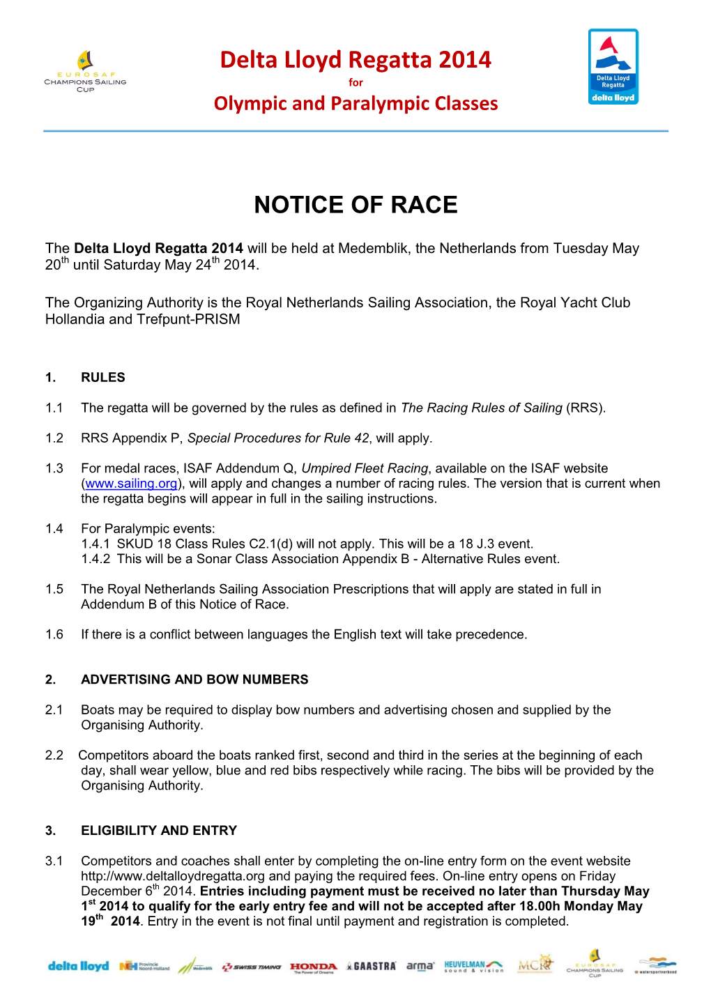 Notice of Race