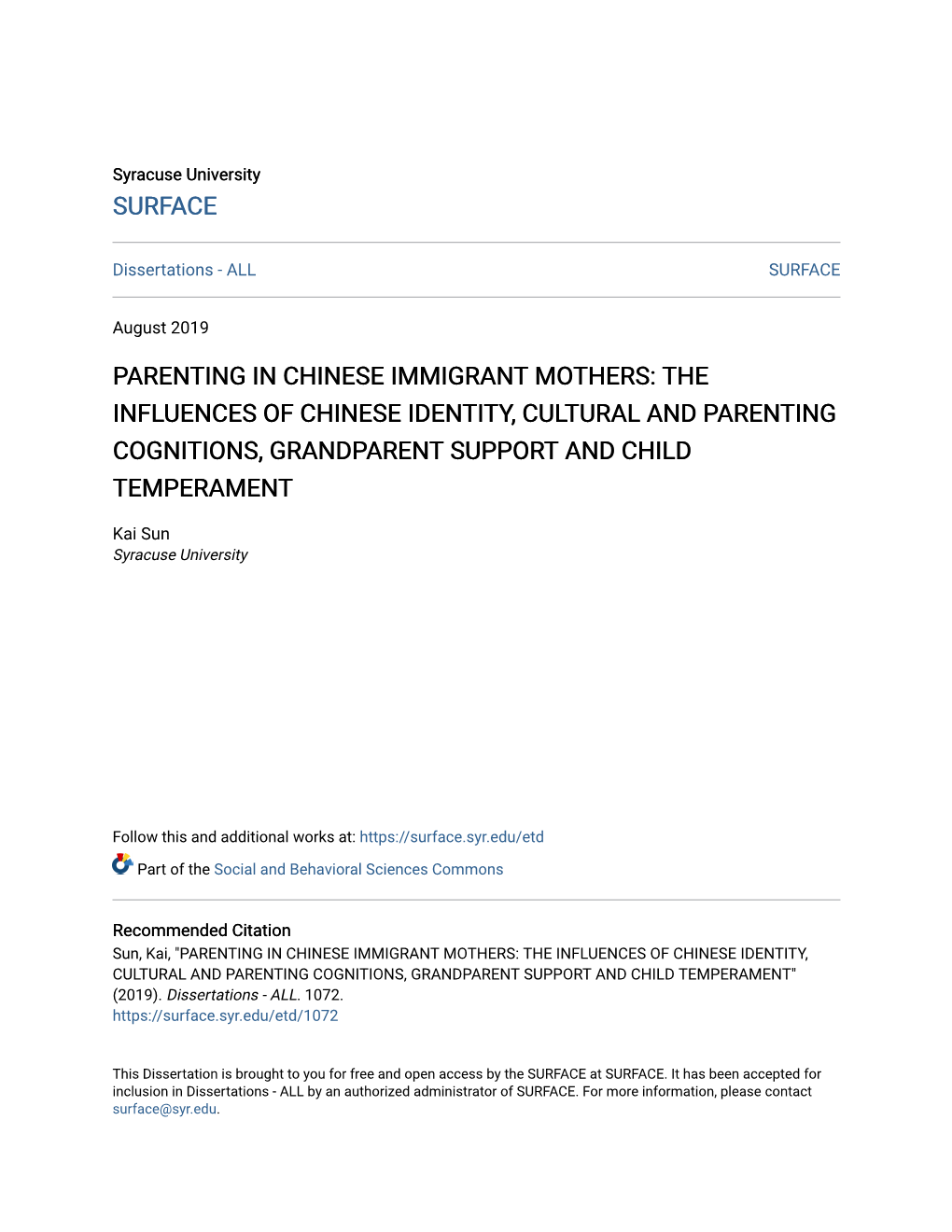 The Influences of Chinese Identity, Cultural and Parenting Cognitions, Grandparent Support and Child Temperament