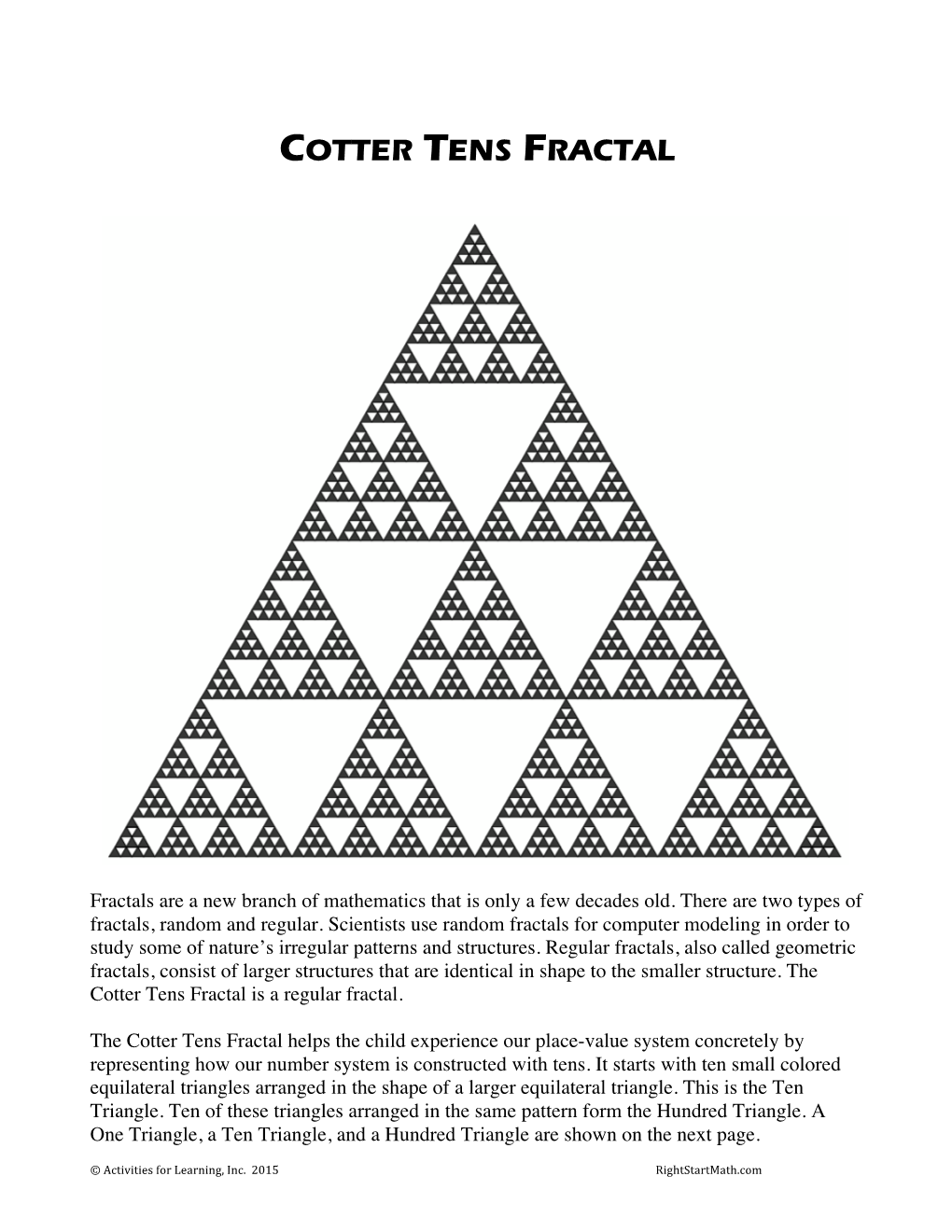 Cotter Tens Fractal Instructions