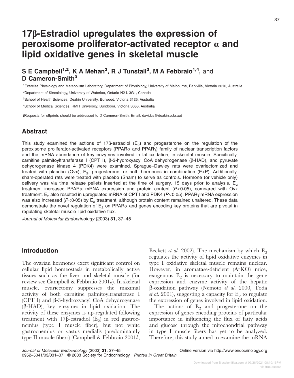 17Β-Estradiol Upregulates the Expression of Peroxisome