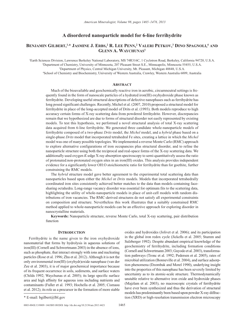 A Disordered Nanoparticle Model for 6-Line Ferrihydrite