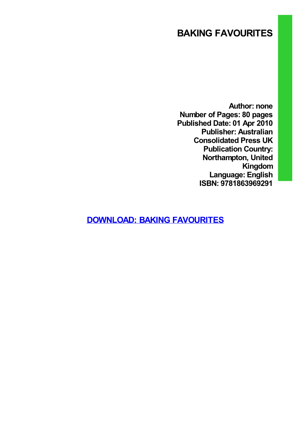 Baking Favourites Pdf Free Download