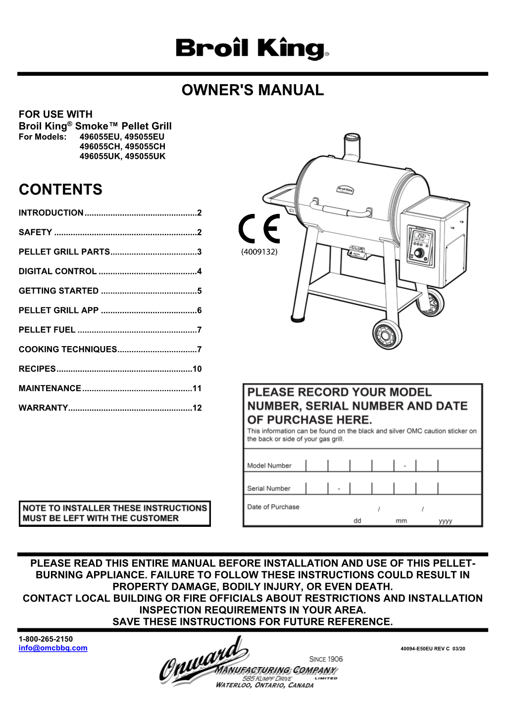 Owner's Manual Contents