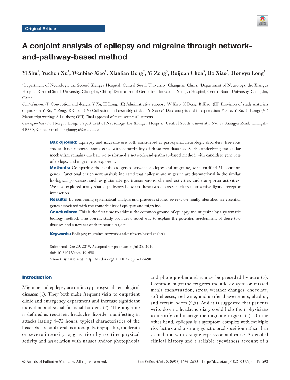 A Conjoint Analysis of Epilepsy and Migraine Through Network- And-Pathway-Based Method