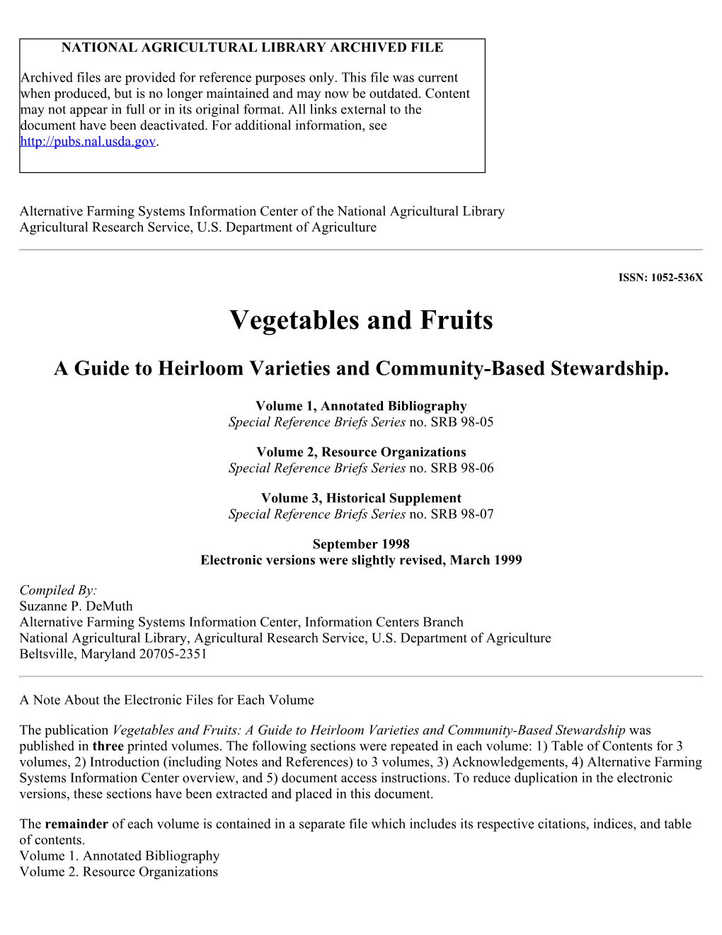 Vegetables and Fruits