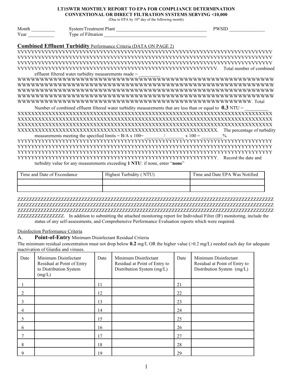 Lt1swtr Monthly Report to Epa for Compliance Determination s1