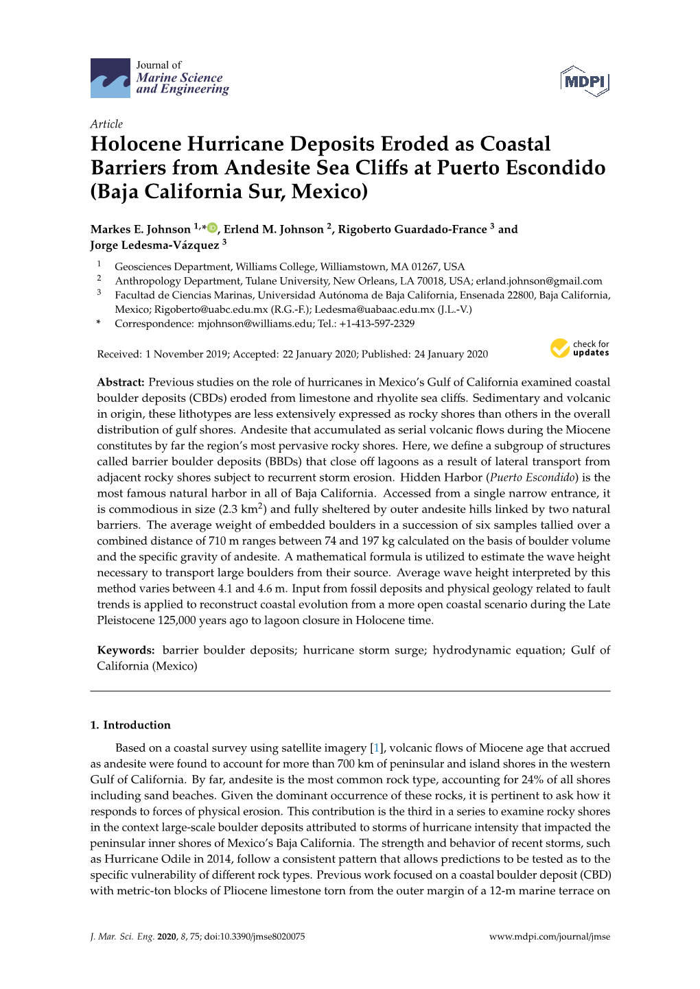 Holocene Hurricane Deposits Eroded As Coastal Barriers from Andesite Sea Cliffs at Puerto Escondido