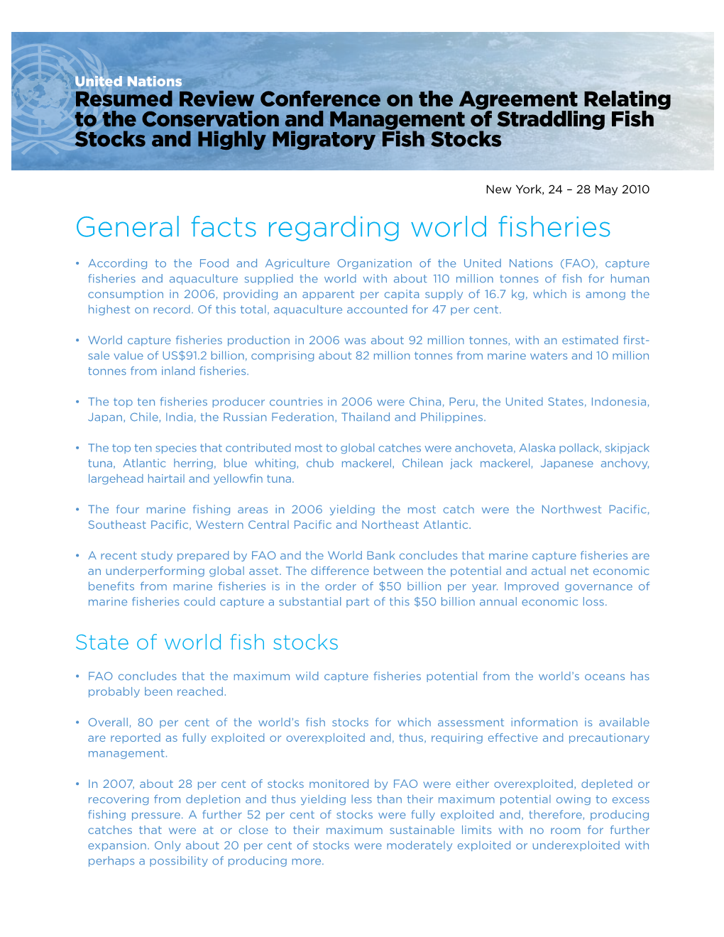 General Facts Regarding World Fisheries