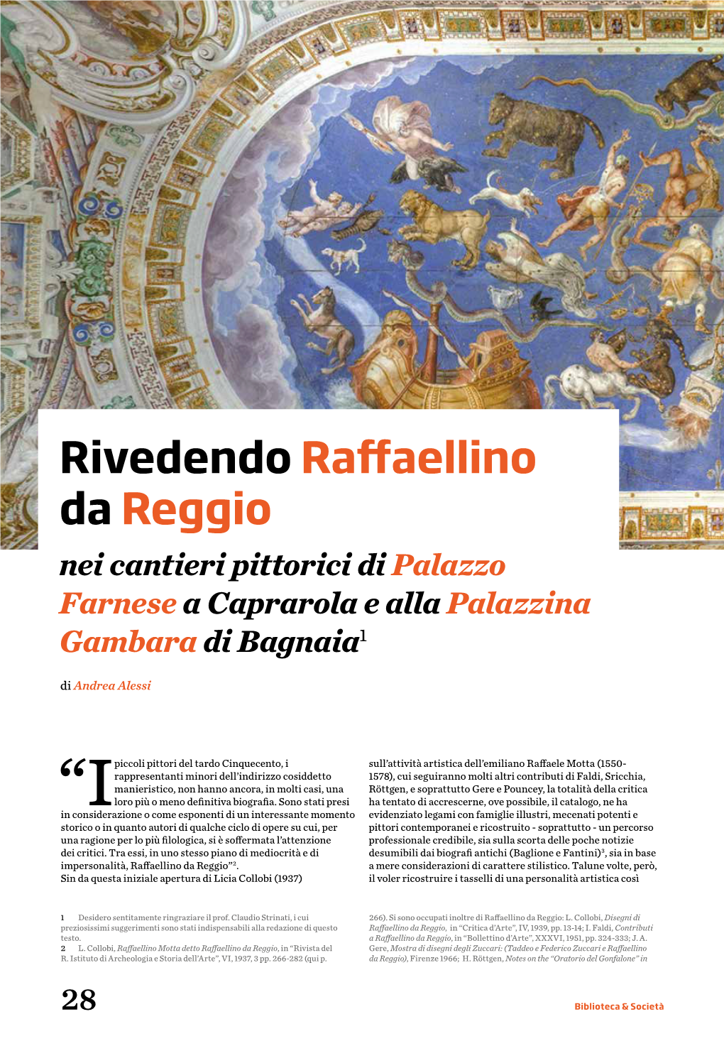 Rivedendo Raffaellino Da Reggio Nei Cantieri Pittorici Di Palazzo Farnese a Caprarola E Alla Palazzina Gambara Di Bagnaia1 Di Andrea Alessi