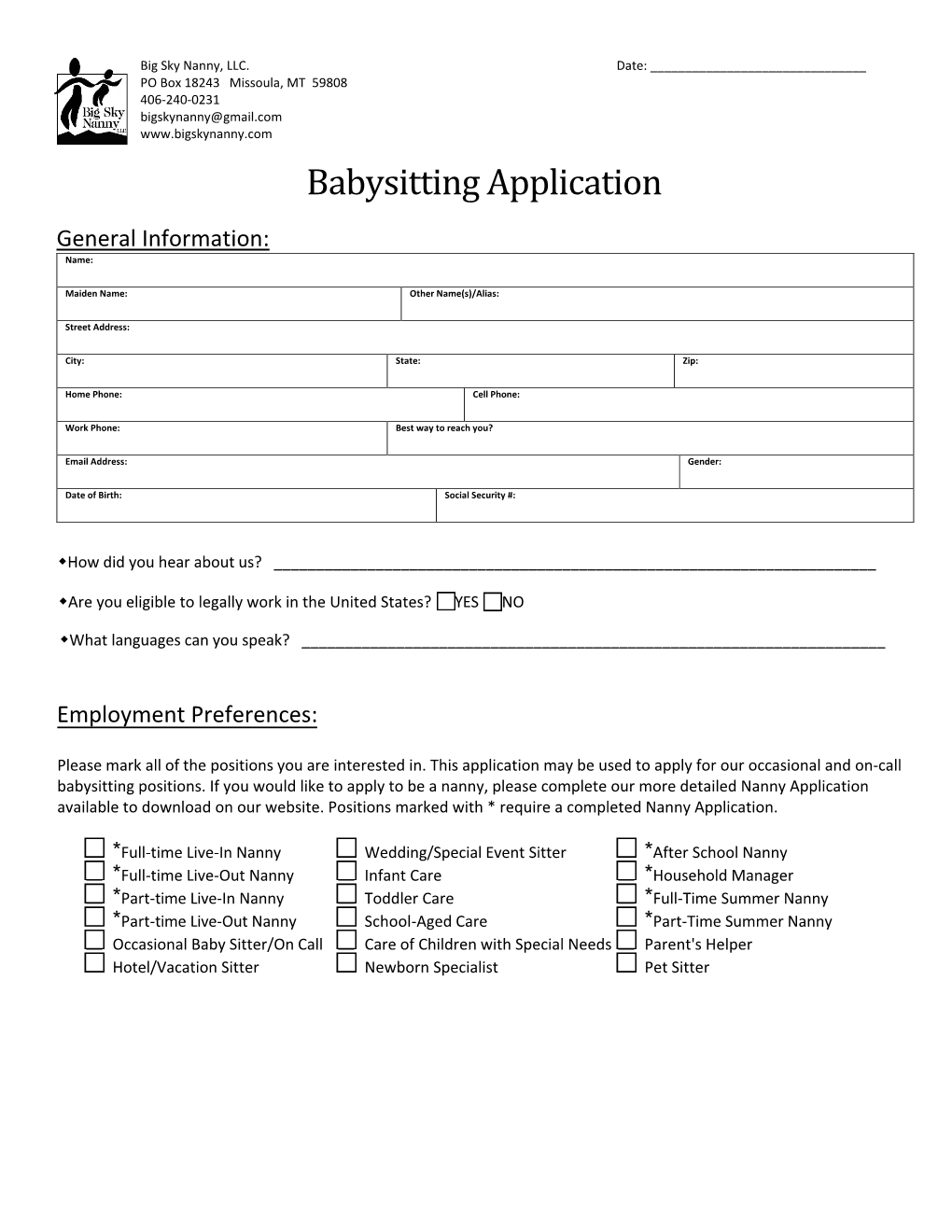 Babysitting Application