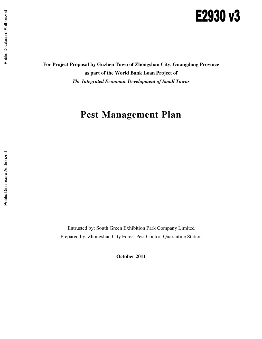 Pest Management Plan