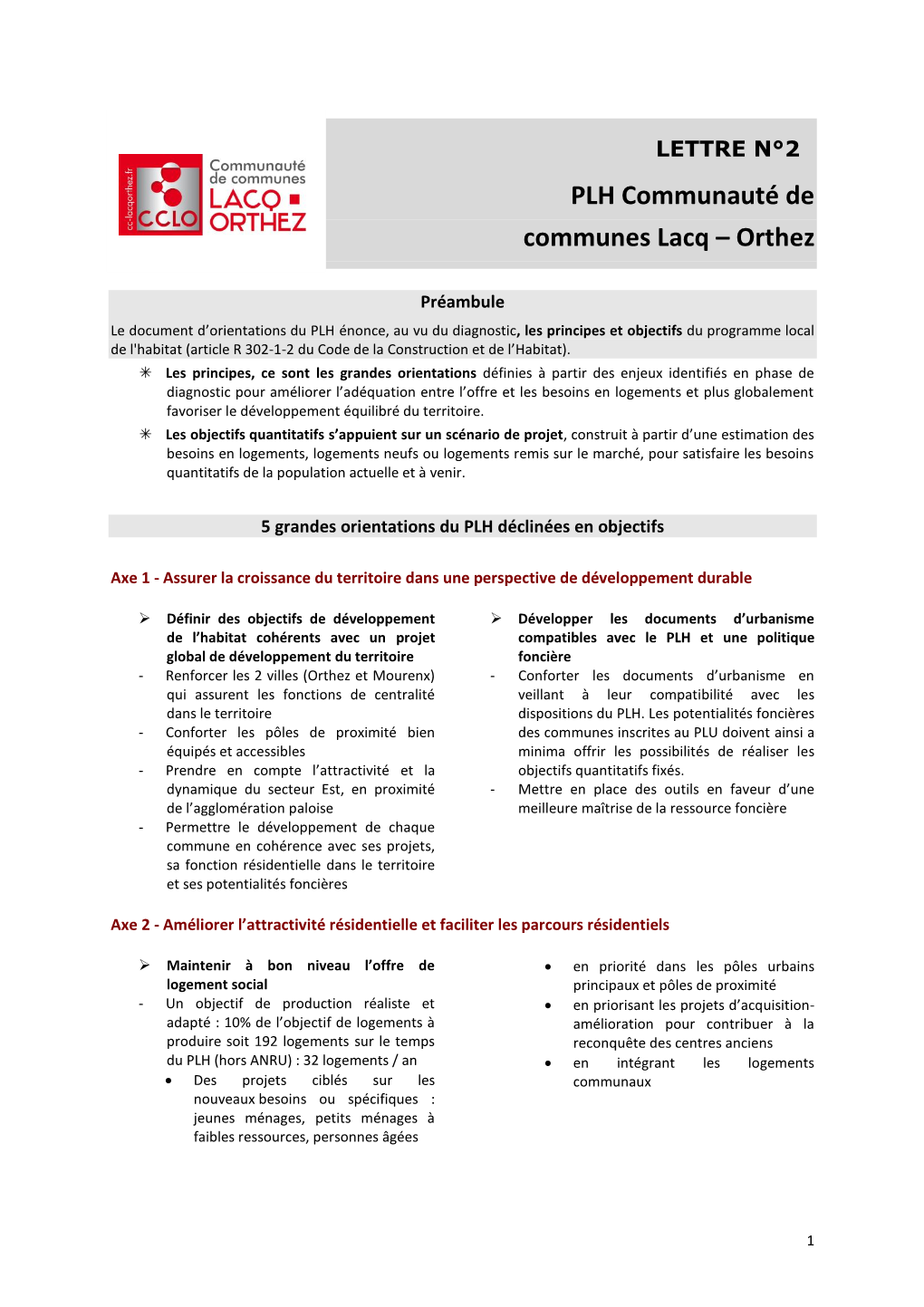 PLH Communauté De Communes Lacq – Orthez