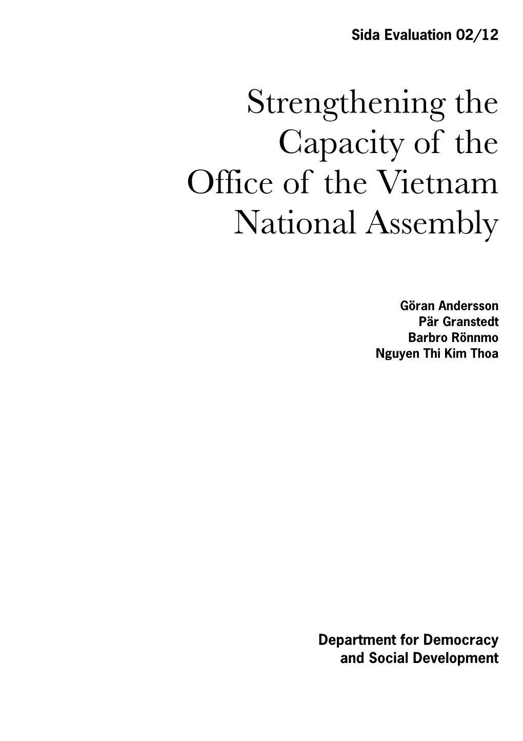 Strengthening the Capacity of the Office of the Vietnam National Assembly