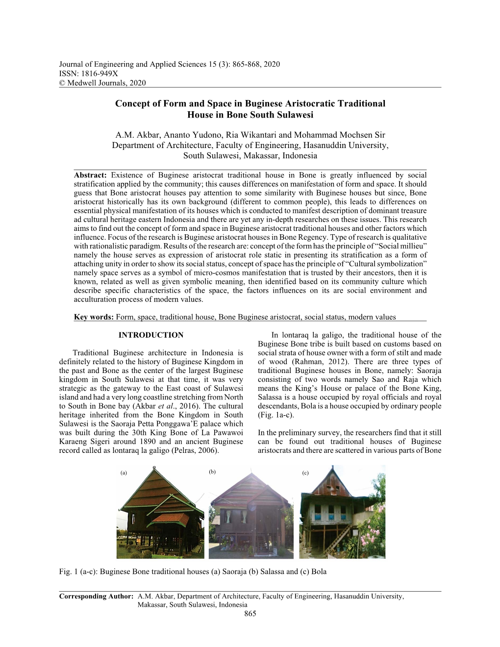 Concept of Form and Space in Buginese Aristocratic Traditional House in Bone South Sulawesi