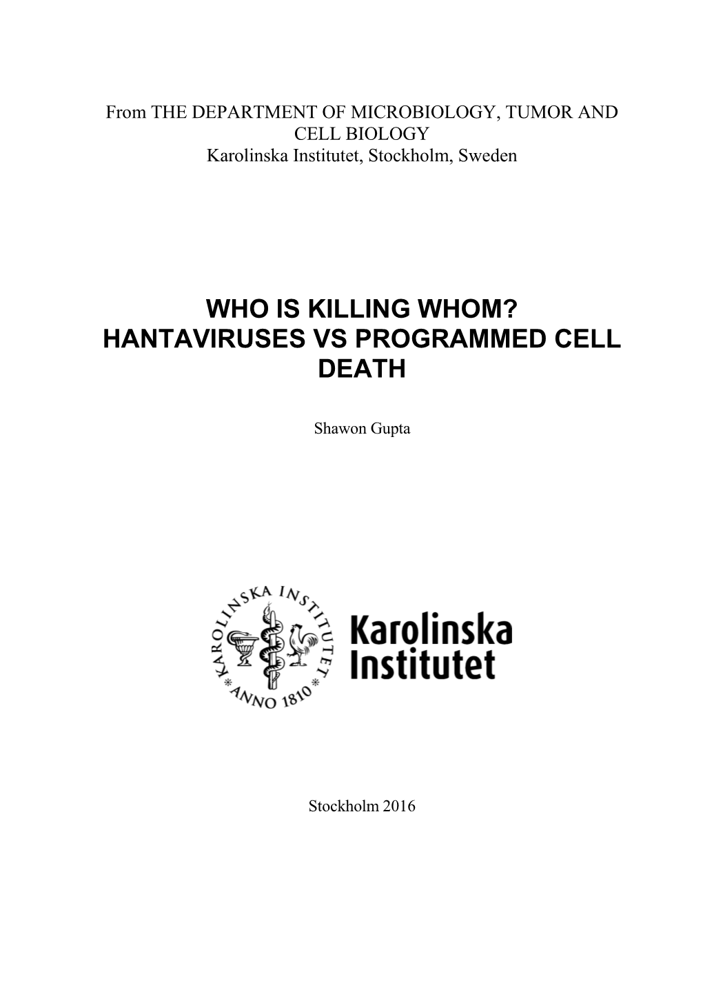 Hantaviruses Vs Programmed Cell Death