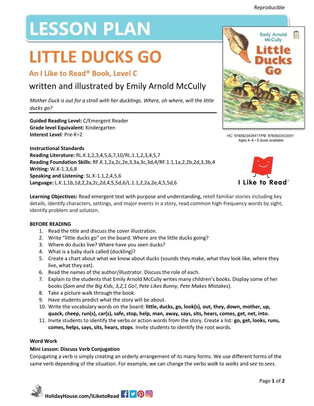 Lesson Plan Little Ducks Go