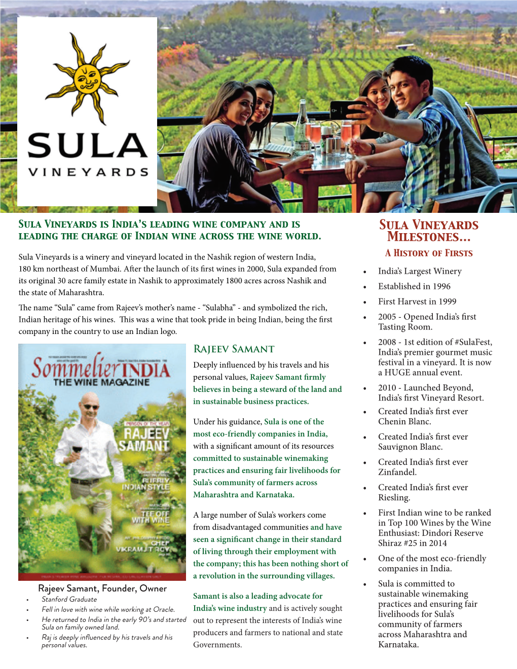 Sula Vineyards Milestones